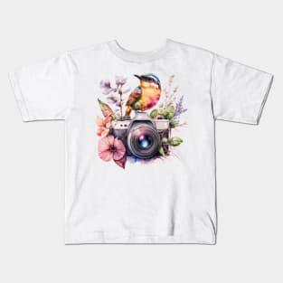 Spring Floral Camera Kids T-Shirt